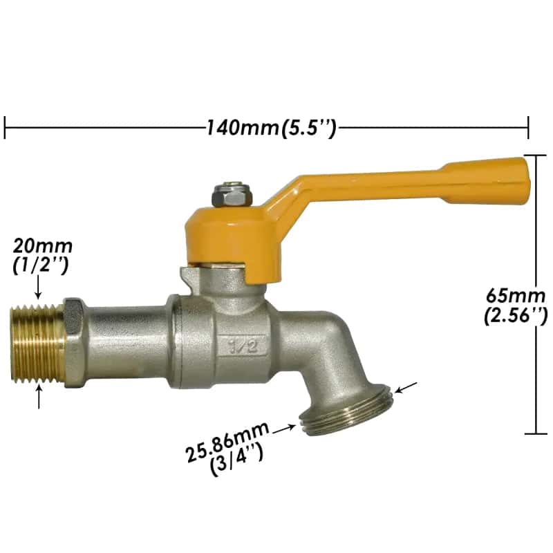 Buitenkraan voor tuin 1 uitgang gele klep - Zilver - Messing 59 bbc58a64 9b80 4e43 af24 ba6b9ab510b5