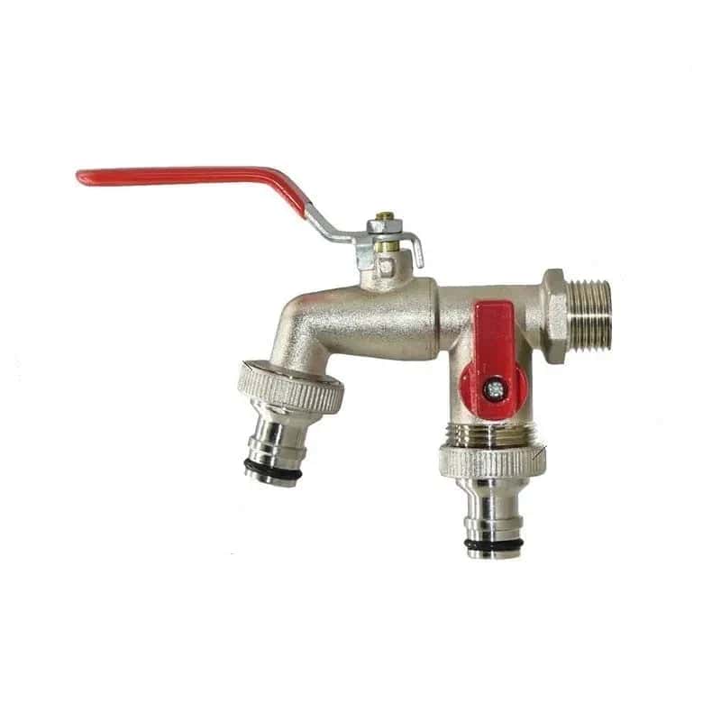 Buitenkraan voor tuin met 2 uitgangen rode hendel - Zilverkleurig s2a791abab8b449a8b358a4e3305f6428m d33ca902 b867 4c01 81e4 e573ce9cfbfa
