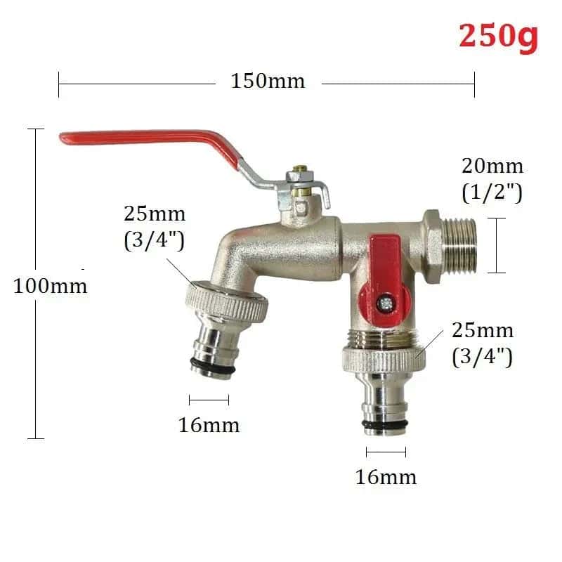 Buitenkraan voor tuin met 2 uitgangen rode hendel - Zilverkleurig s2a791abab8b449a8b358a4e3305f6428m 740ccc07 d236 4e87 9ad9 355744f09746