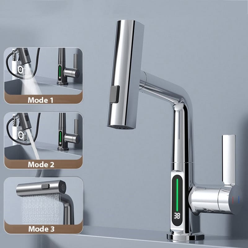 Gootsteenkraan met digitale temperatuurweergave, flexibele waterval - Zilver sa6850938944c432492906a09cec3d687n f2478576 9f06 4bc0 9c5e f39cdac11e95