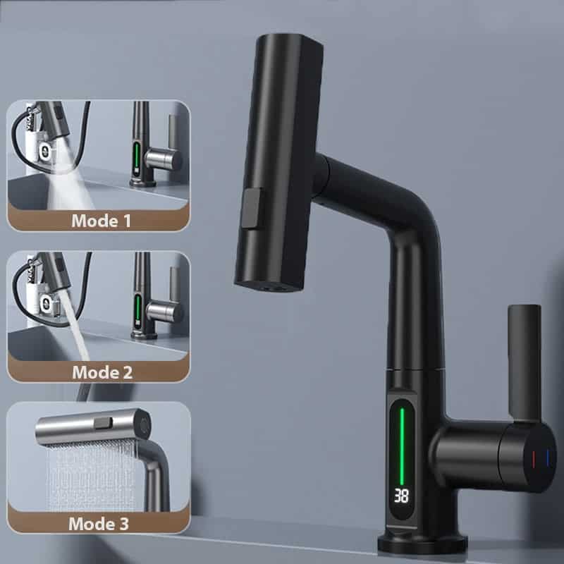 Gootsteenkraan met digitale temperatuurweergave, flexibele waterval - Zwart sd9a5ddae49604a36a31e527c7fd2072au b75e0e59 bf0d 45e7 8c5f dbe736c04b08