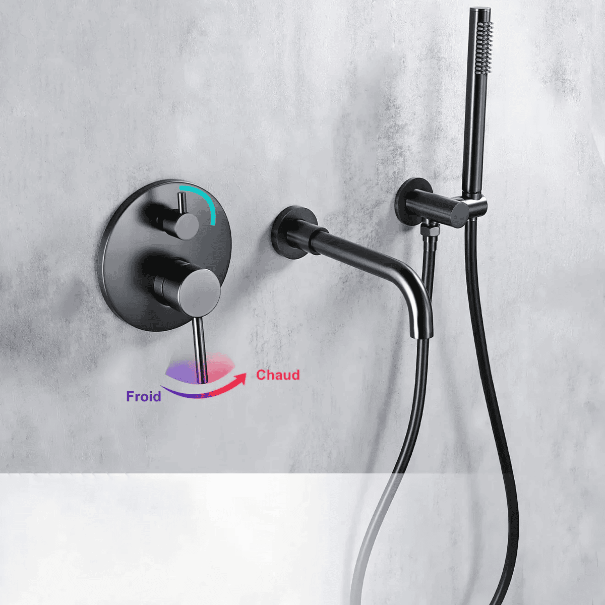 Inbouw badkraan met ronde handdouche - Zwart 14454 74a9acad de79 49e0 8d0f 4cd278f375d6