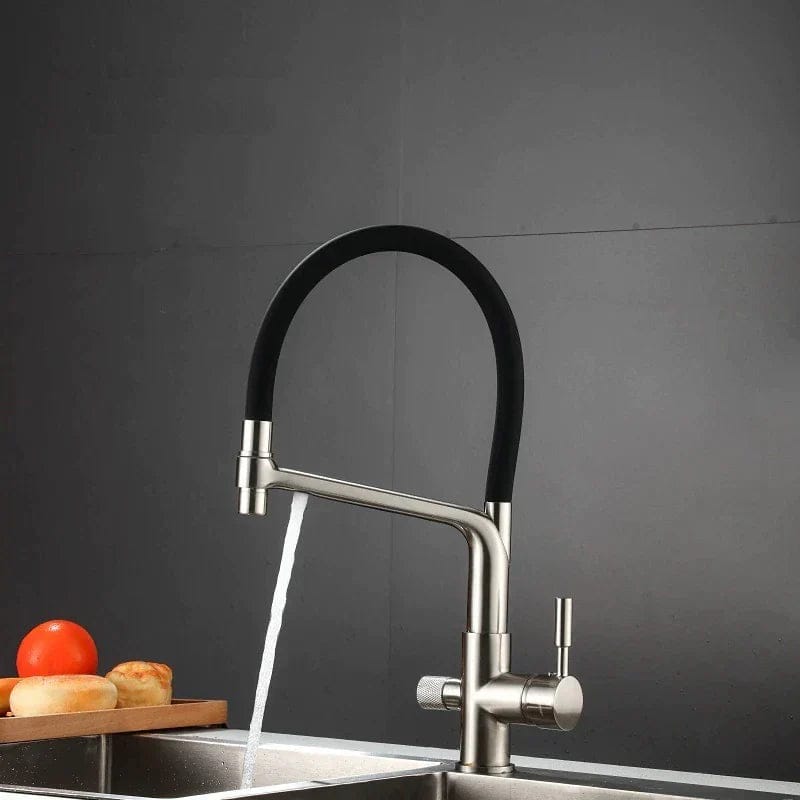 Keukenkraan gootsteen flexibele dubbele kraan waterzuiveraar - Zilver - Messing 1 aca465b6 7441 4eb4 ba63 1df07bb4e398