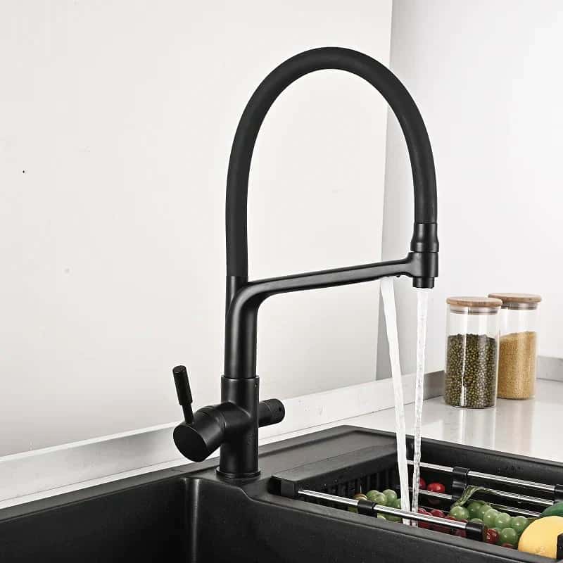 Keukenkraan gootsteen flexibele dubbele kraan waterzuiveraar - Zwart - Messing 13 da825a09 dc28 4d6c 8f9d a457bd9eacd2