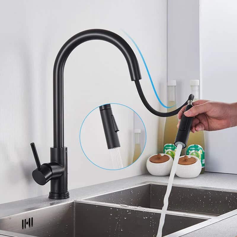 Keukenkraan gootsteen flexibele handdouche minimalistisch - Zwart - Messing 12 844deb09 f054 4ef8 b92c 2803edc46f1d