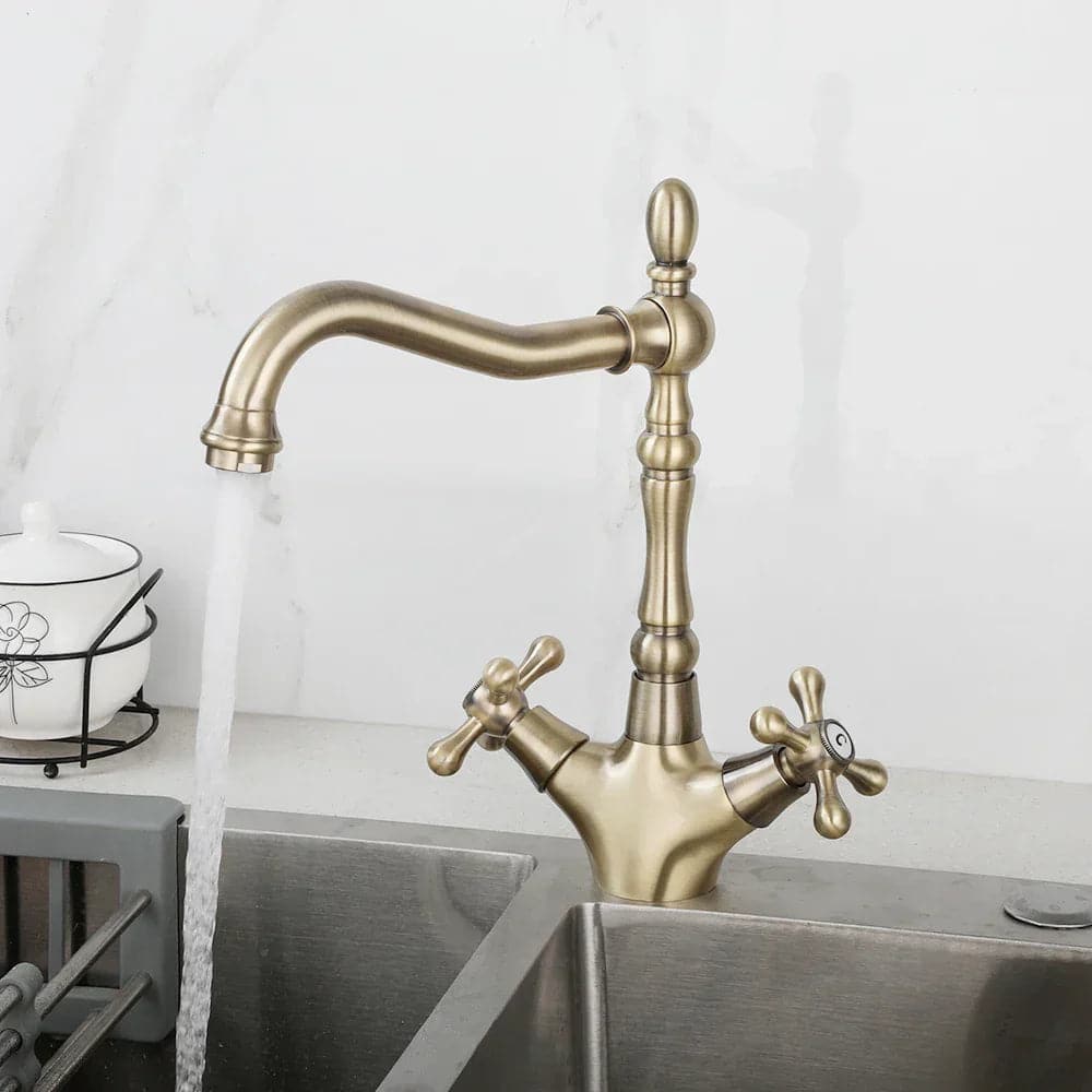 Keukenkraan gootsteen retro dubbele handvatten - Goud - Messing sb2453155028240c598ca97d09c9f6183q c8903cb2 7713 42fb 9729 b8861b3fd612