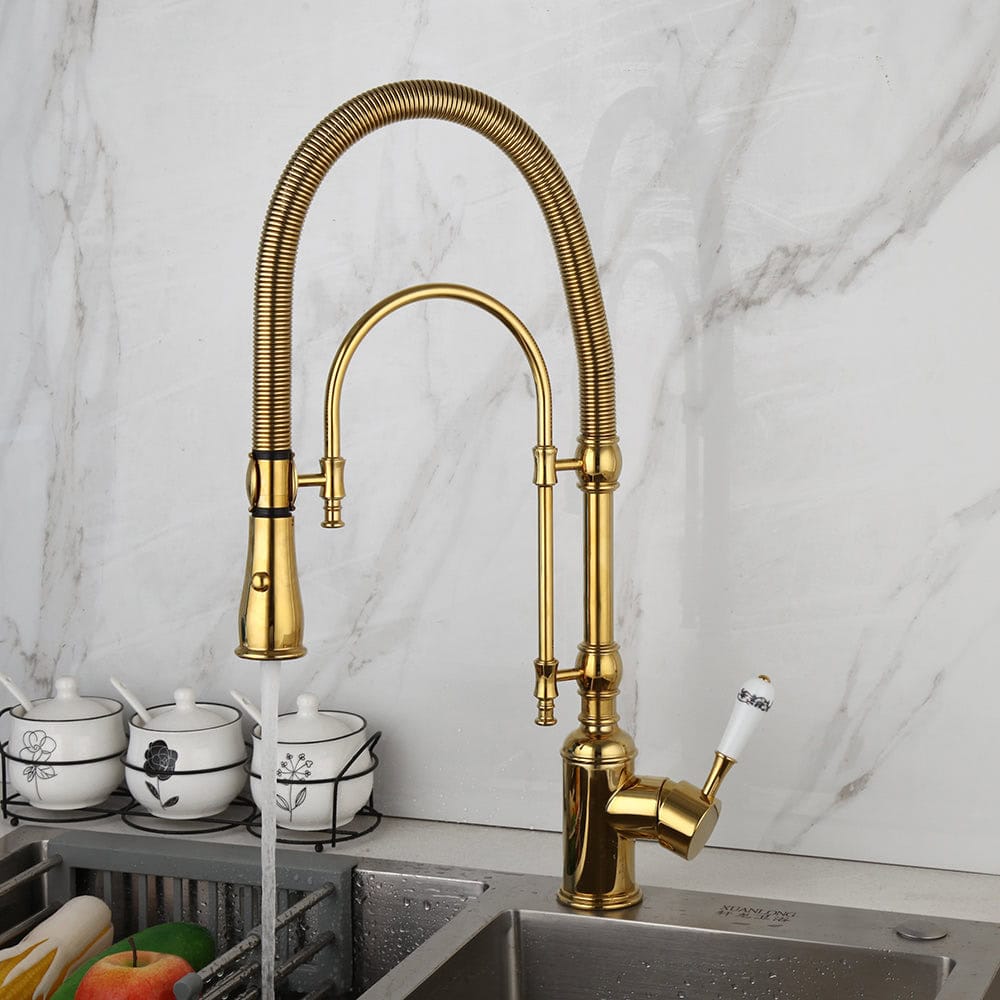 Keukenkraan gootsteen sproeikop retro keramische handgreep - Goud - Messing h7fcdcd92023f420aaf65aea0d00289fai c9318f85 7add 4d4f 9db7 4dde2ce8fb79