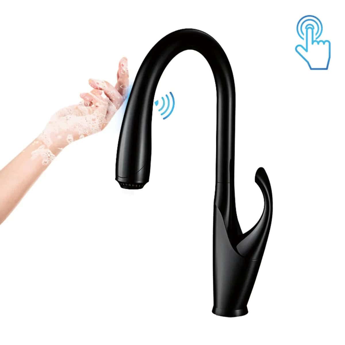 Keukenkraan met flexibele, automatische touch-bediening en uittrekbare sproeikop - Zwart - Messing 13 94a9cb9d 0f25 4440 bde3 5394862a0292