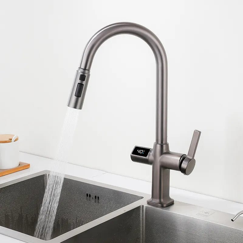 Keukenkraan met thermostatische bediening, digitale display, flexibele sproeikop - Zilver - Messing s939ec056834f46cf9b0a0cceaabbd1dbd 28f5080c eb7c 400b a48c b63d3981964e