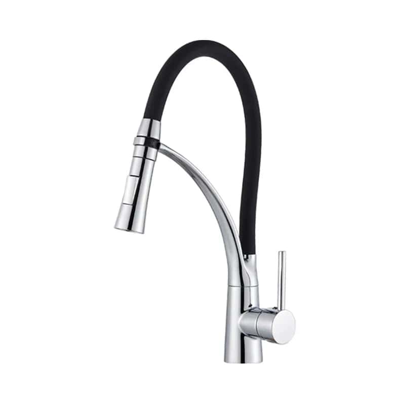 Keukenkraan met zwarte slang en handdouche - Zilver - Messing image2 c64fe383 244b 4397 af87 a7afae7ba6c4