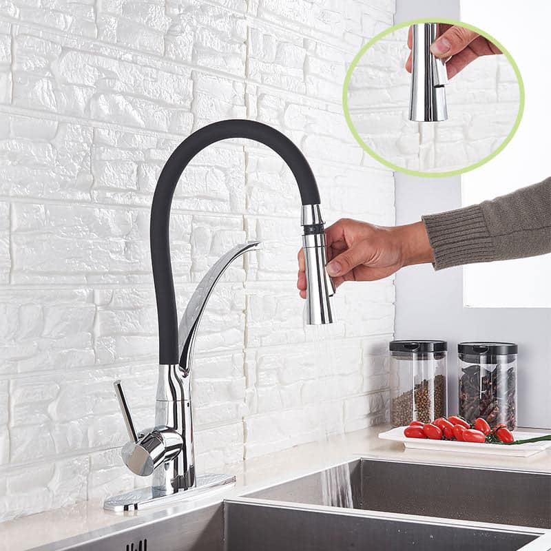 Keukenkraan met zwarte slang en handdouche - Zilver - Messing h0b796a27a3a1401ab6f8779aa37ff538v 811c8139 0840 44ff b752 190873dfcd03