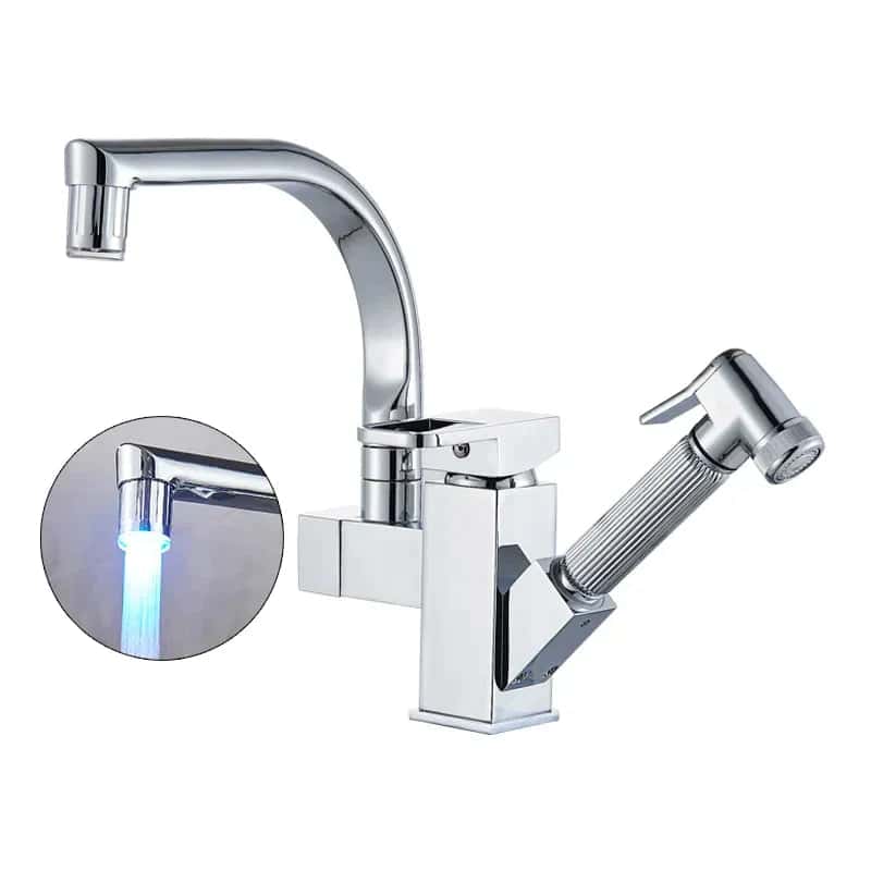 Keukenkraan ontwerp mengkraan led flexibele sproeikop pistool - Zilver - Messing 9 a9bfb4a6 9e61 471c 9f2e 2d3b8d5980fc