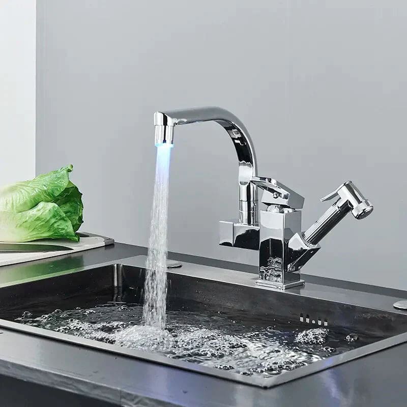 Keukenkraan ontwerp mengkraan led flexibele sproeikop pistool - Zilver - Messing 34 00d7e412 dc37 4ac9 baa8 676d858993b2