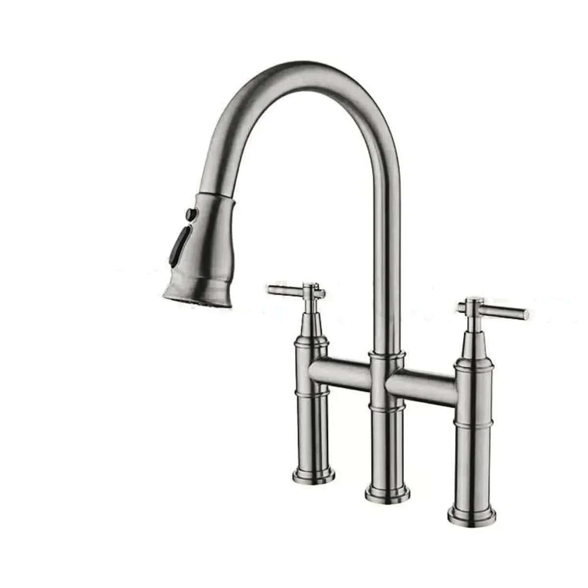 Keukenkraan retro met flexibele sproeikop - Zilver - Messing 53 e6b637e7 6b94 48ef b4f3 7741fd49fbb7