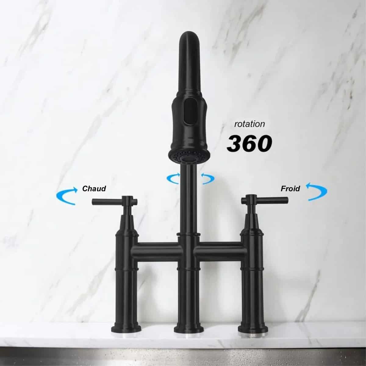 Keukenkraan retro met flexibele sproeikop - Zwart - Messing 50 837d6a76 01dd 419a bb1d 12e34590b276