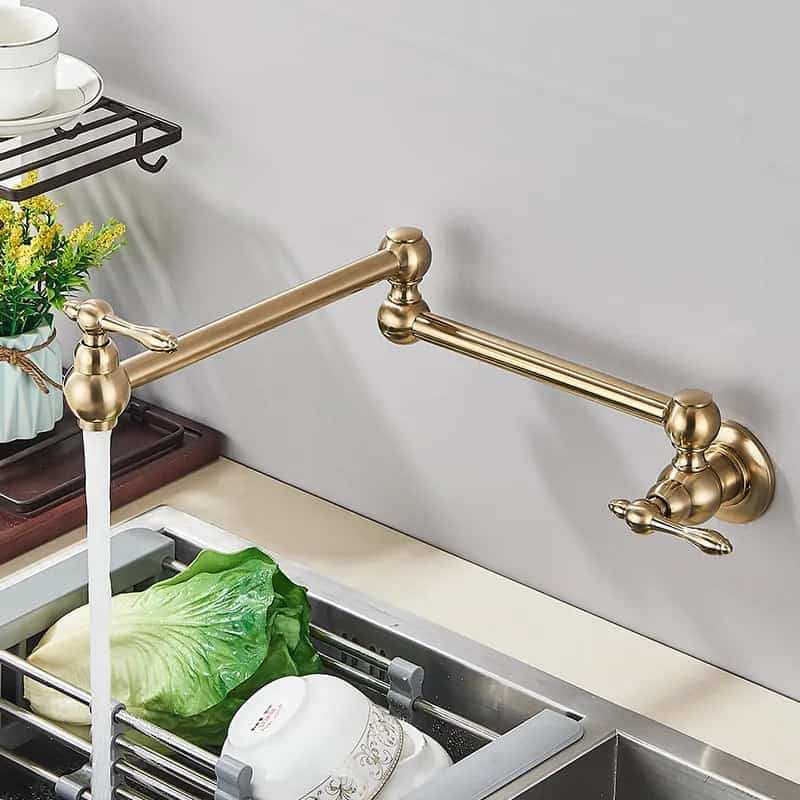 Keukenkraan voor gootsteen, inklapbaar, retro, wandmontage, inbouw - Goud - Messing s3f35ca0f98f940aab48ba884f9cdde2bo 8227e07b 6a4b 4085 bddb 5eb84fe1ddba