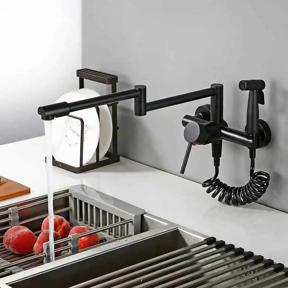 Keukenkraan voor wandmontage met uittrekbare sproeikop - Zwart - Messing ha7bef8b28a8b4609889ea3c9868da376c 4004daa6 9f99 4b15 b075 806e788efa8f