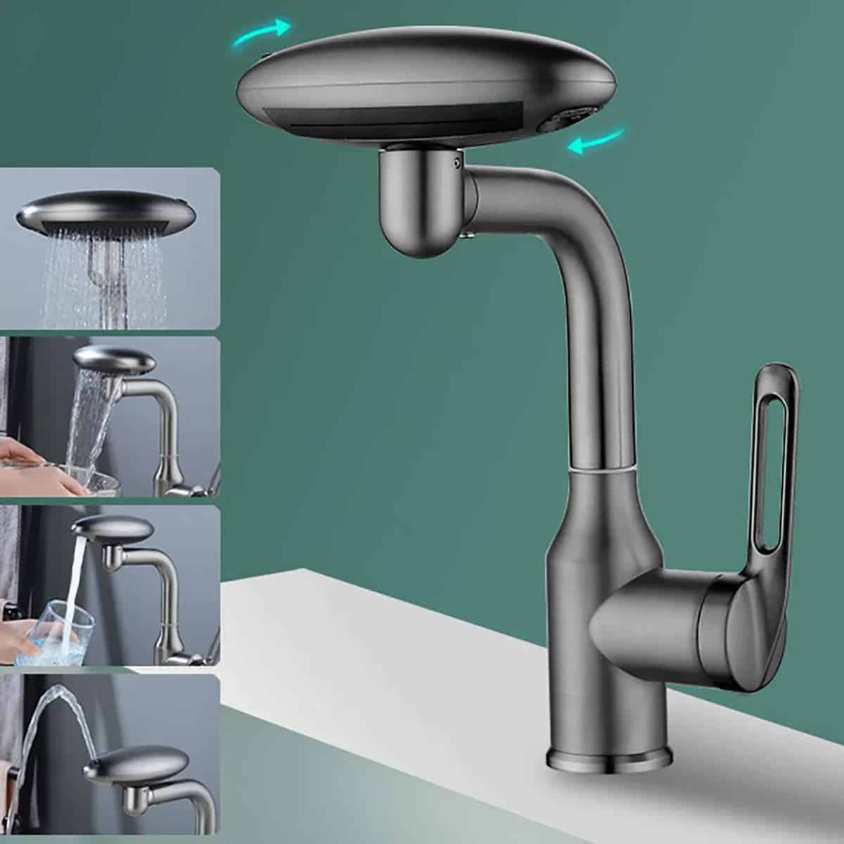 Keukenkraan wastafel draaibare kop waterval - Zilverkleurig s46ea00337eb04e53adf8ce34d30fa211k 74b997de 69fe 4880 aae6 e0f22badf58b