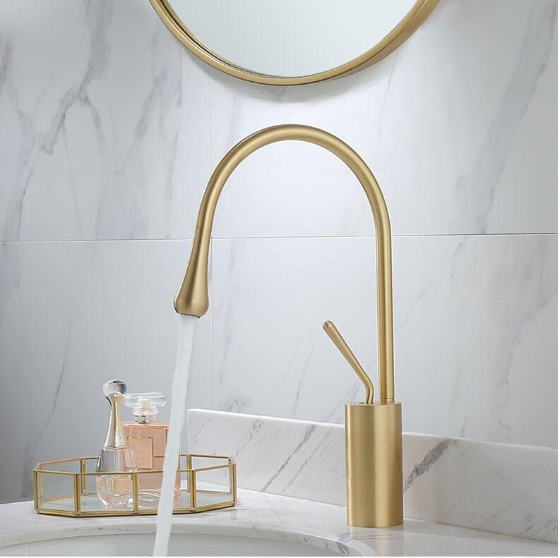 Kraan badkamer wastafel afgerond druppelontwerp - Goud - Messing h8af547d9736548ba9712f3c25217af705 08522599 986d 462f b5be c59bc55b3f3f
