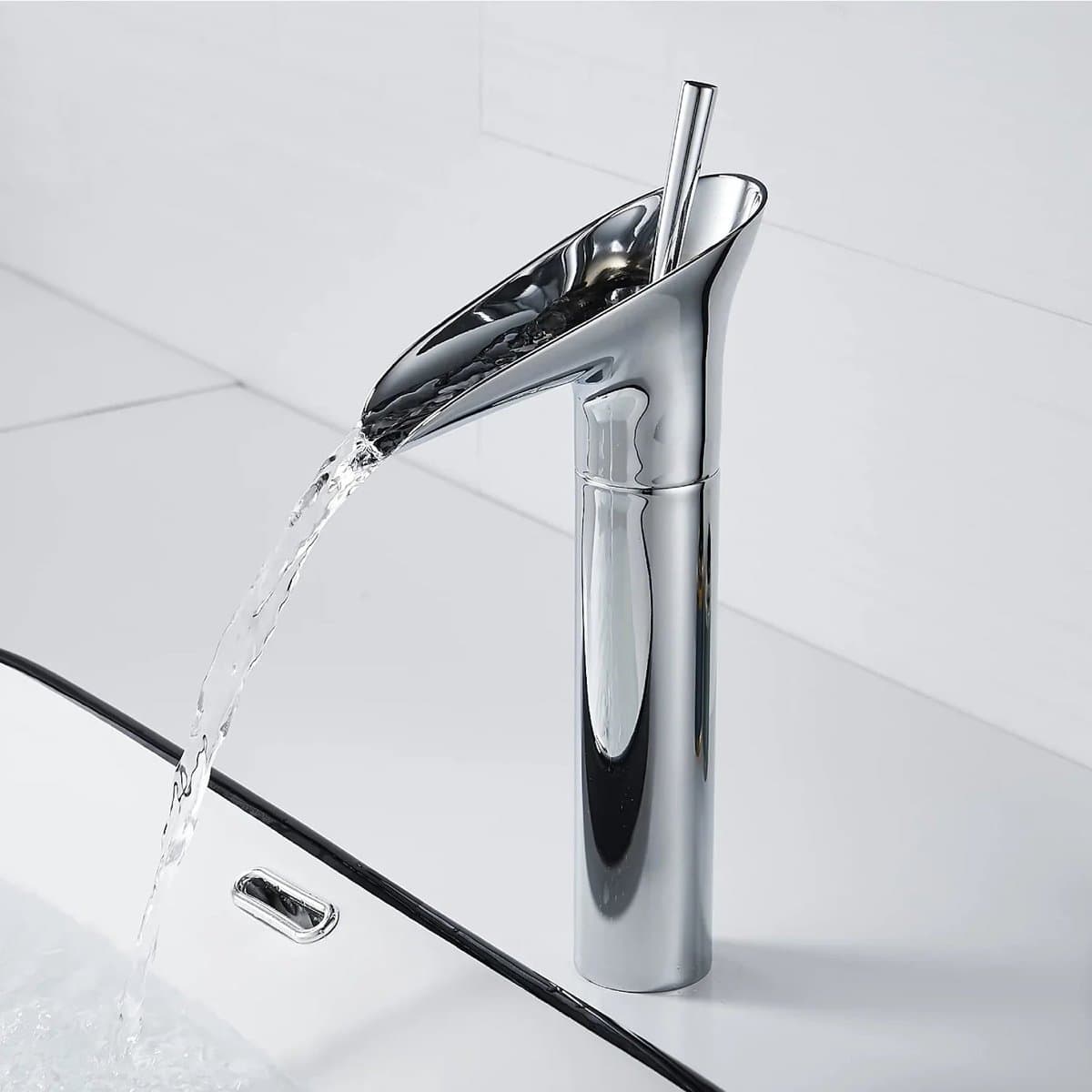 Kraan badkamer wastafel bamboe waterval - Zilver - Messing 8 442a3ec4 a000 4c24 b363 573f52022e2f