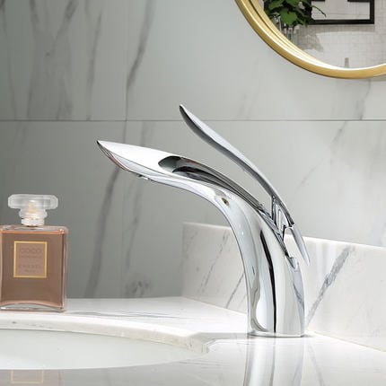 Kraan badkamer wastafel mengkraan afgerond design - Zilver - Messing image0 e58bae14 469b 4143 a173 831b63d76754