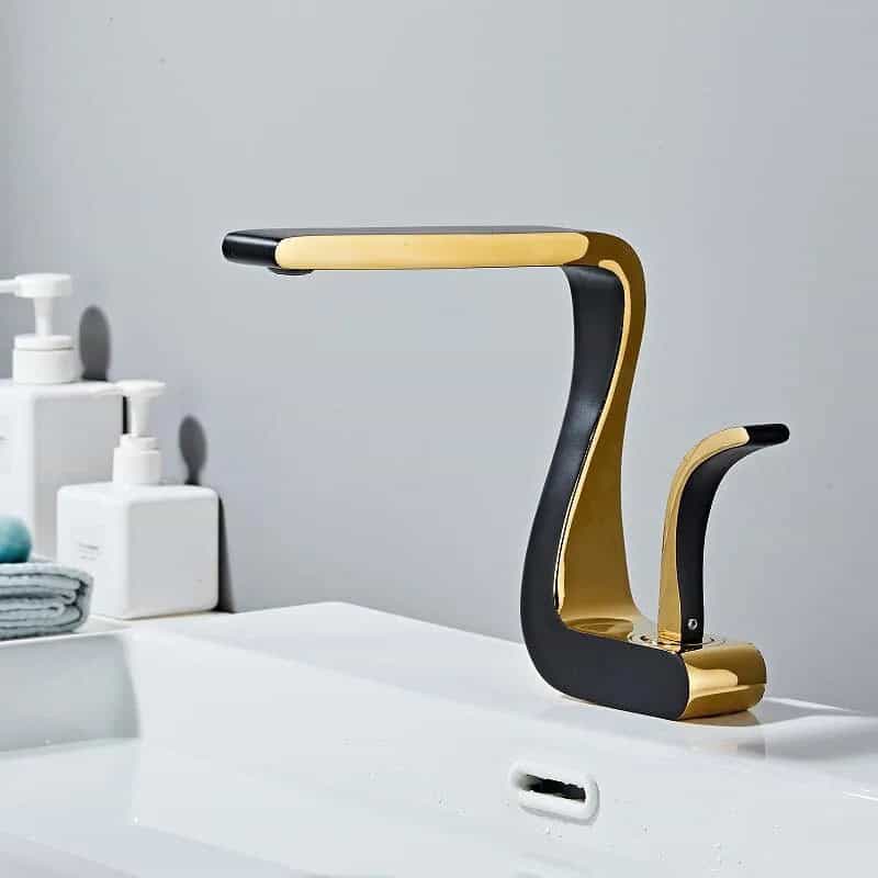 Kraan badkamer wastafel mengkraan gebogen ontwerp - Zwart - Messing s907d6b7723d149258407ddb808c149a29 7f7d882c 64db 4a49 aa73 aac6aad47961