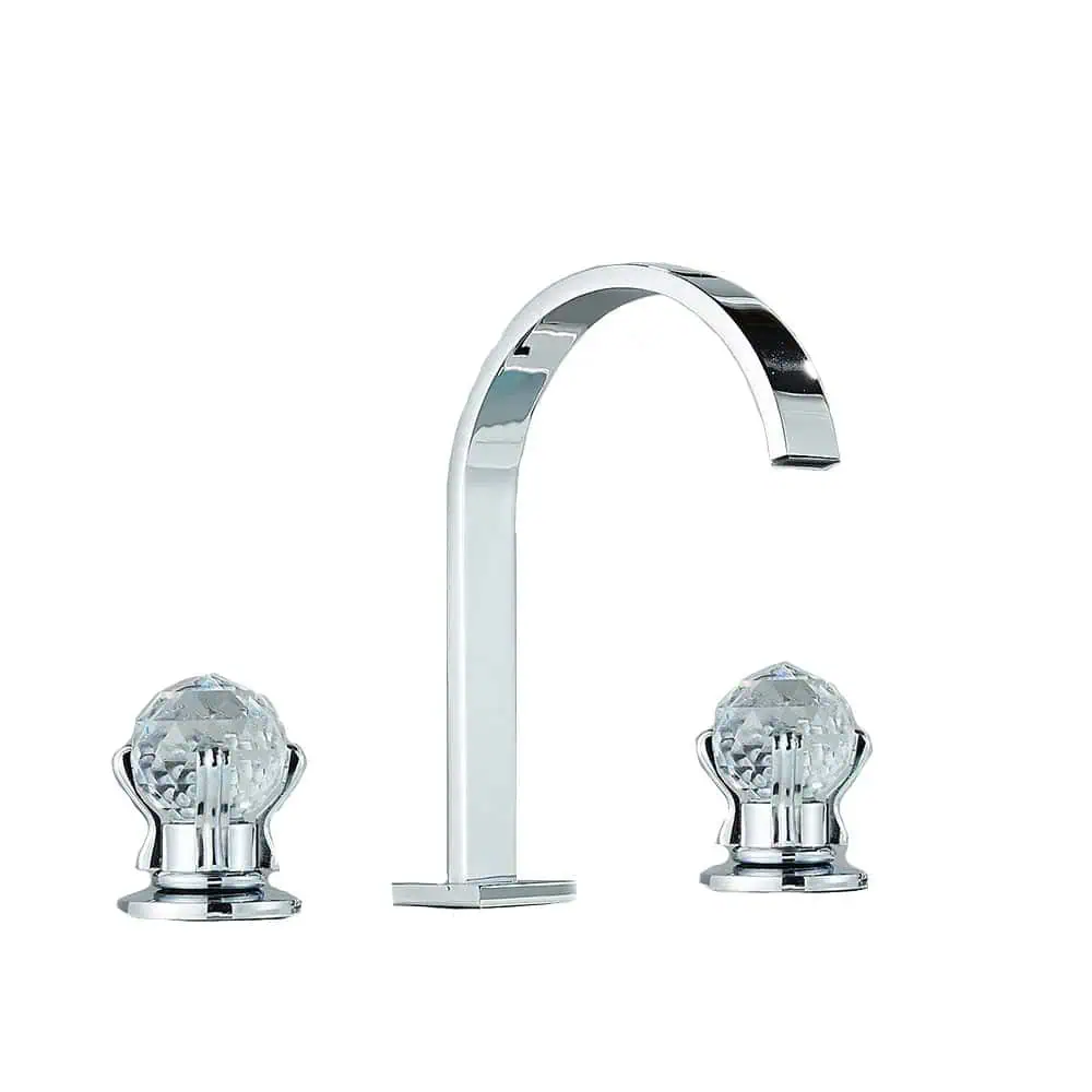 Kraan badkamer wastafel met chique uitlopende handvatten - Zilver - Messing 26 fac69a2b 1df8 481a b551 31a33be9d8ea