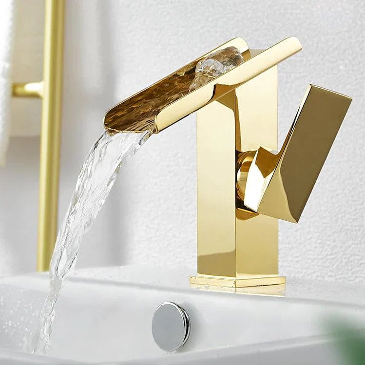 Kraan badkamer wastafel rechthoekig watervalontwerp - Goud - Messing image12 7830c722 b951 4766 8d3e 04e8253590bb