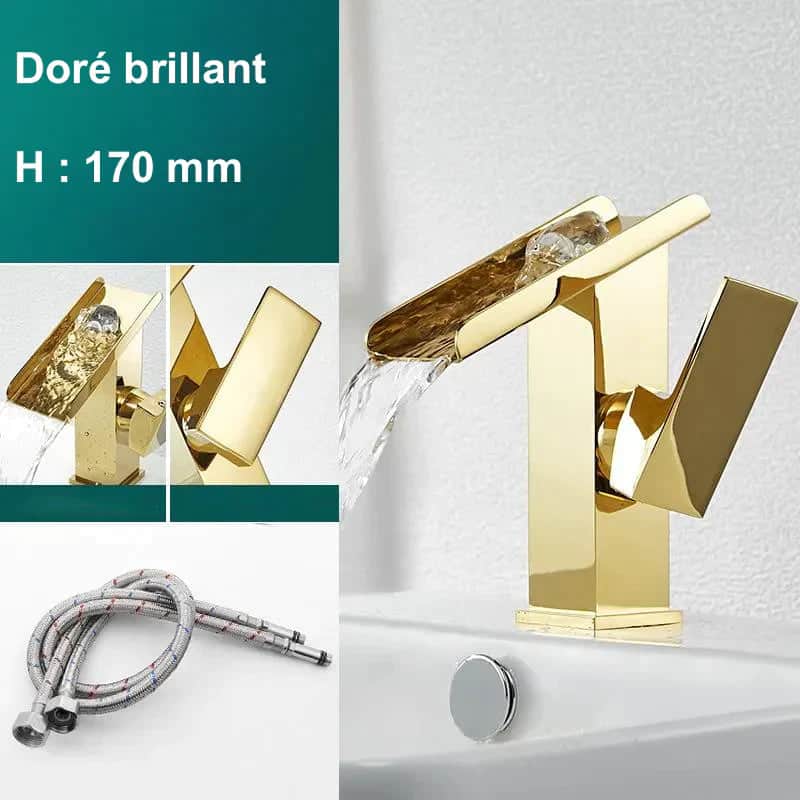 Kraan badkamer wastafel rechthoekig watervalontwerp - Goud - Messing image8 1fd221f4 282c 4858 925d 43f1b277c5f6
