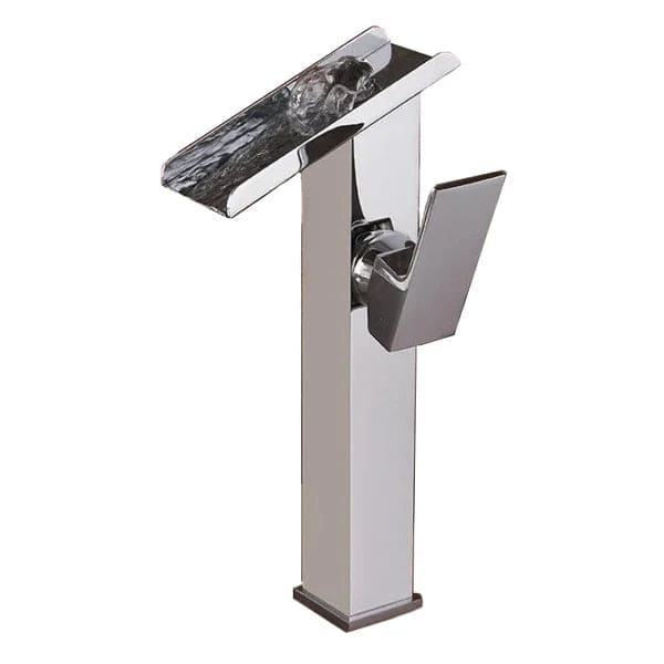 Kraan badkamer wastafel rechthoekig watervalontwerp - Zilver - Messing image9 copie
