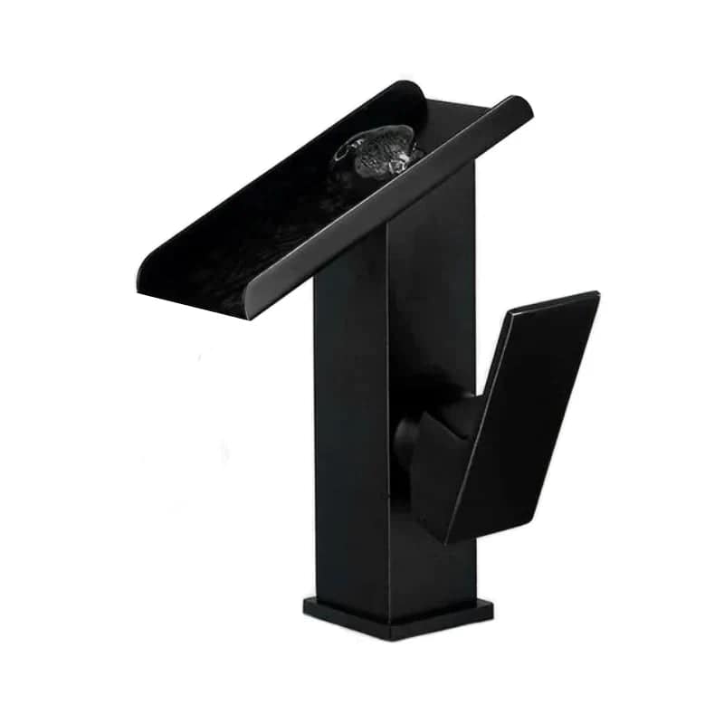 Kraan badkamer wastafel rechthoekig watervalontwerp - Zwart - Messing image7 copie bfae8089 dfd6 474e 8673 8ff8d1d2755e