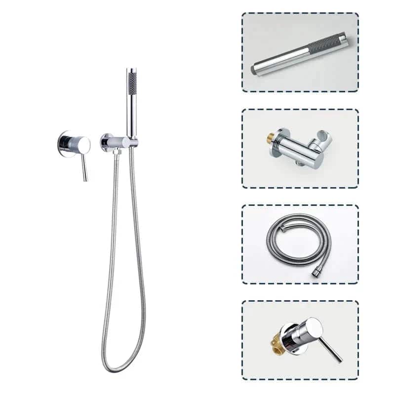 Kraan douchekop badkamer handdouche mengkraan rond - Zilver - Messing h5a790366d6cb4f92a8efdd178f49bcef0 18892448 cc86 4817 b043 9ad09bc81a40
