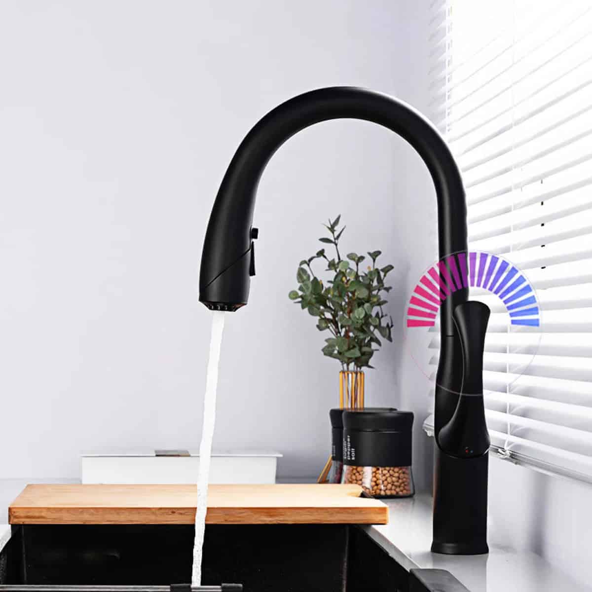 Kraan keuken gootsteen modern ontwerp flexibele douchekop - Zwart - Messing 7 e9f03886 d7b6 4656 b54f e48bbeec1c64
