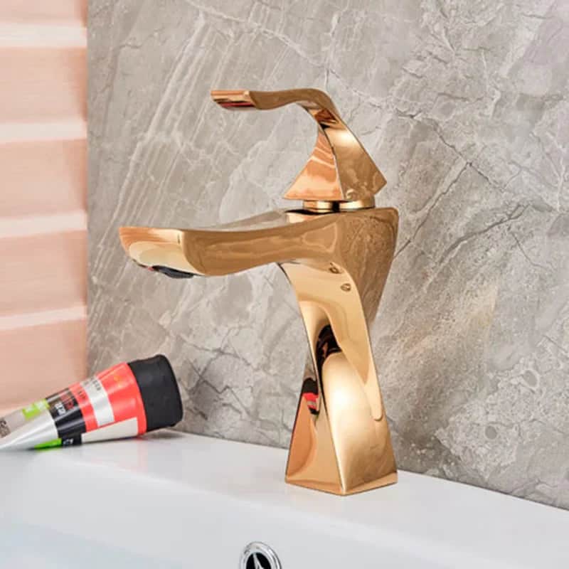 Kraan met gedraaide mengkraan voor badkamer wastafel - Goud - Messing h9a0127f392bf476cbc8361b06c005911c c93a1049 3b46 47db 8f9f d8cc2c88a1da