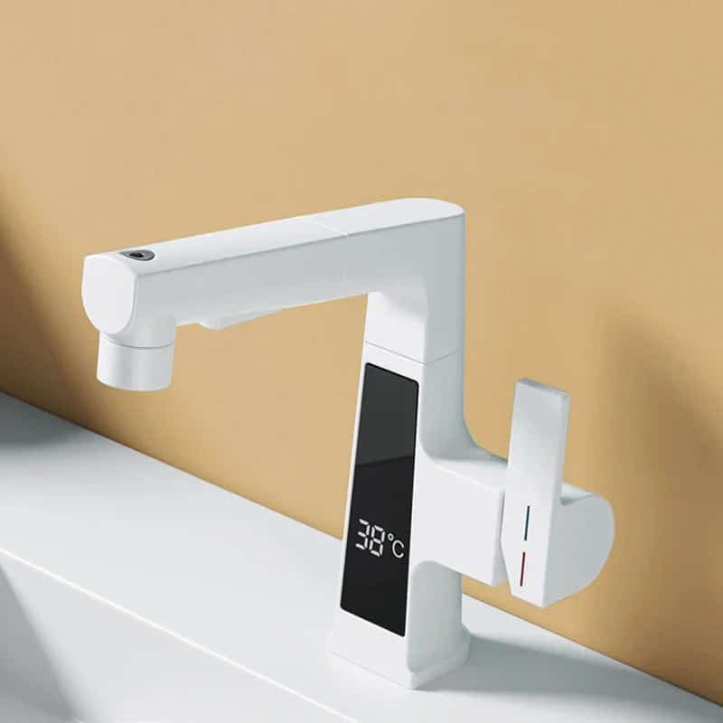 Kraan met temperatuurweergave en handdouche voor badkamer, wastafel - Wit - Messing s3d5e77f9eddf49c58b813703506e3cdba 32256d8f 0493 4ebd 9067 d0f56e590999