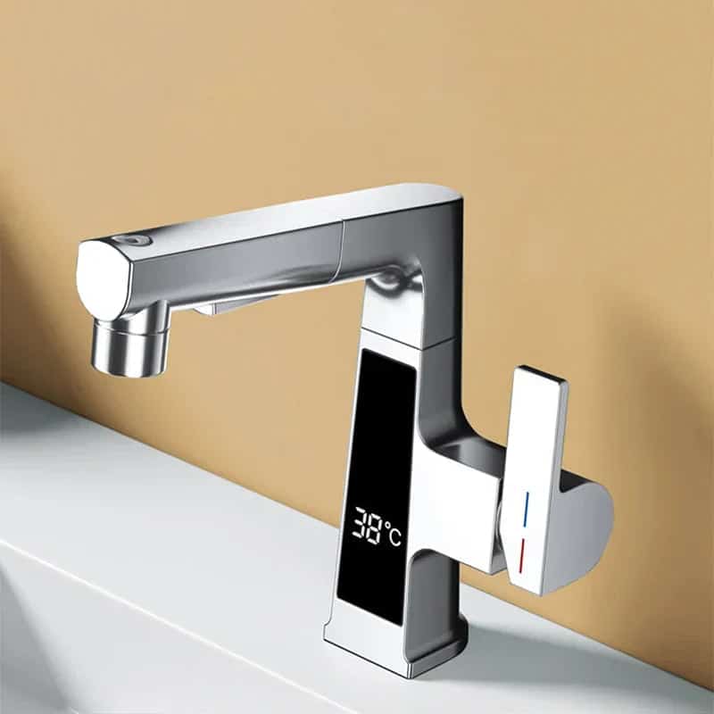 Kraan met temperatuurweergave en handdouche voor badkamer, wastafel - Zilver - Messing s37b09e64fc4445ef845447dcd786f00a7 b22ab931 9ac9 43a9 9b6f 30f7a6420fcd
