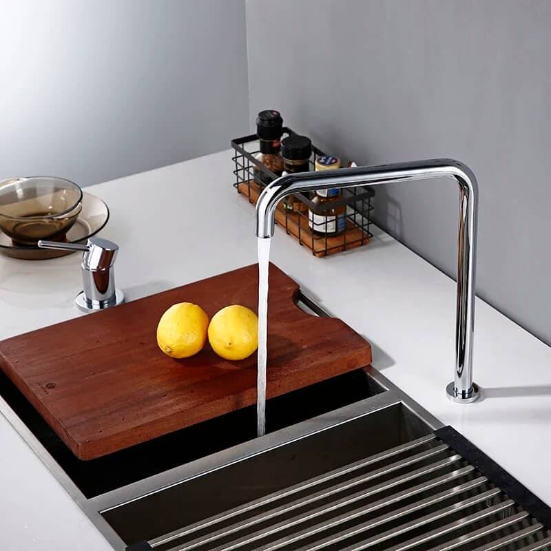 Kraan minimalistische keuken gootsteen mixer met zijdelingse hendel - Zilver - Messing h23d85255a6a24f37abcbab12f7db589ao eb83b630 a374 4457 93ab 02a964935e81